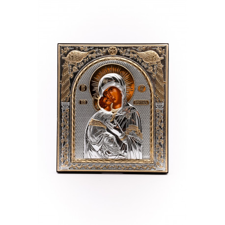 Icoană argintată - 15.8x 18.2 (M40XD) - Maica Domnului din Vladimir