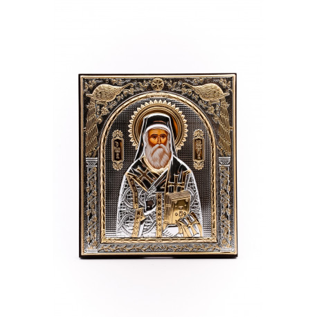 Icoană argintată - 15.8x 18.2 (M40XD) - Sf. Nectarie din Eghina