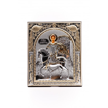Icoană argintată - 15.8x 18.2 (M40XD) - Sf.M.Mc. Gheorghe