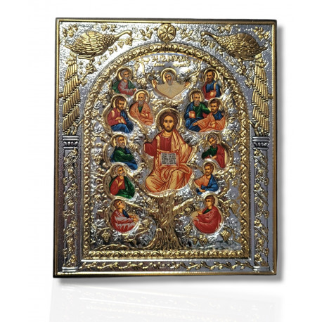 Icoană argintată - 15.8x 18.2 (M40XD) - Iisus Hristos, Arborele Vieții