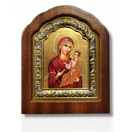 Icoană lemn ovală cu fond aurit - Maica Domnului (VIII)