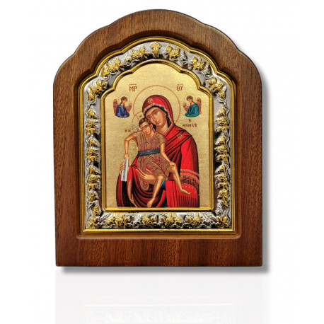 Icoană lemn ovală cu fond aurit, 10x13 - Maica Domnului (I)