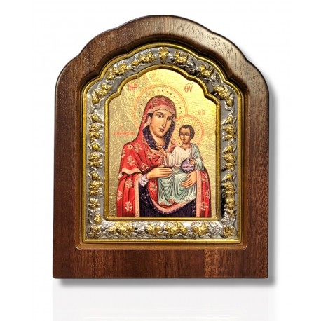 Icoană lemn ovală cu fond aurit, 10x13 - Maica Domnului (III)