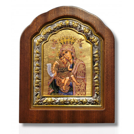Icoană lemn ovală cu fond aurit, 10x13 - Maica Domnului (IV)