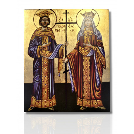 Icoană Pictată 16x19 - Sf. Împărați Constantin și Elena (Aka)