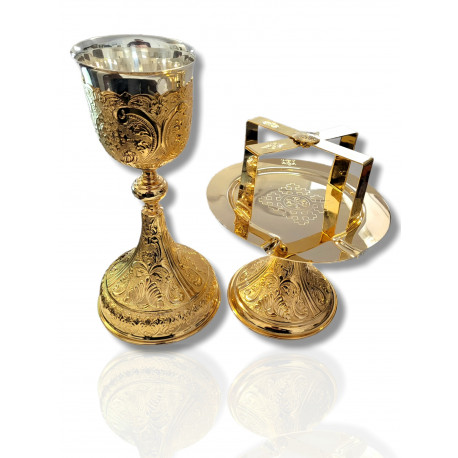 Set Sfinte Vase Patriarhie din alamă cu pahar argint 500 ml - SV