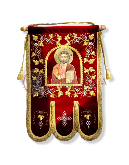 Prapur/steag Brodat pe Catifea - Icoană Brodată