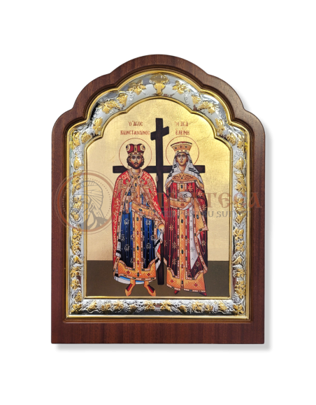 Icoană lemn ovală 23x31- Sf. Împ. Constantin și Elena (5569)