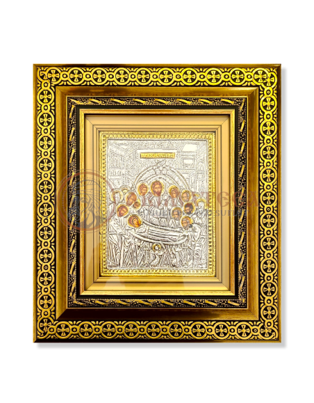 Icoană Argintată în Ramă Aurie - Adormirea Maicii Domnului (9456)