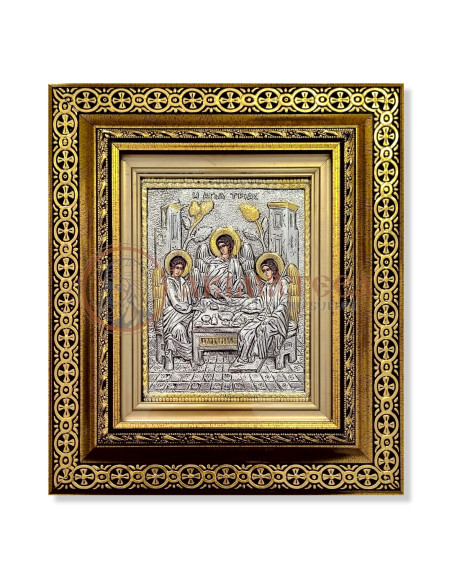 Icoană Argintată în Ramă Aurie - Sfânta Treime (9456)