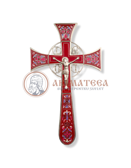 Cruce binecuvântare nichelată MALTA - Roșie - Sofrino