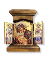 Triptic din Lemn N68 - Maica Domnului, Sf. Mc. Cosma și Damian