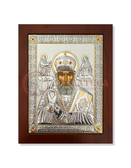 Icoană Argintată - Sf. Ierarh Nicolae (33-TR-NO.2)