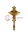 Cruce de Binecuvântare, Sculptată manual - Aurită cu pietre roșii (13729)