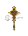 Cruce de Binecuvântare, Sculptată manual - Aurită cu pietre verzi (13729)