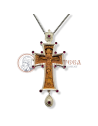 Cruce pectorală argintată din lemn Sculptat - Pietricele Roșii