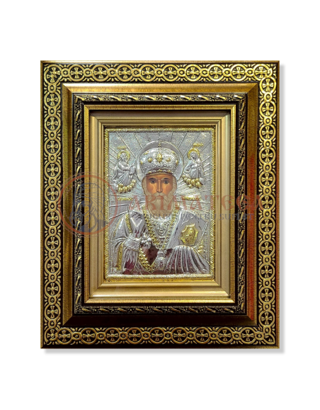 Icoană Argintată în Ramă Aurie - Sf. Nicolae (5570)