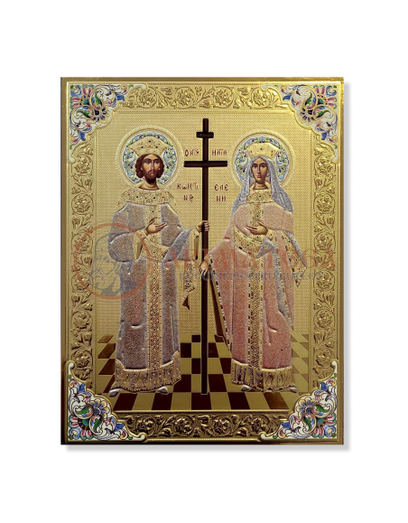 Icoană Pal Relief 21x32 cm - Sf. Împ. Constantin și Elena