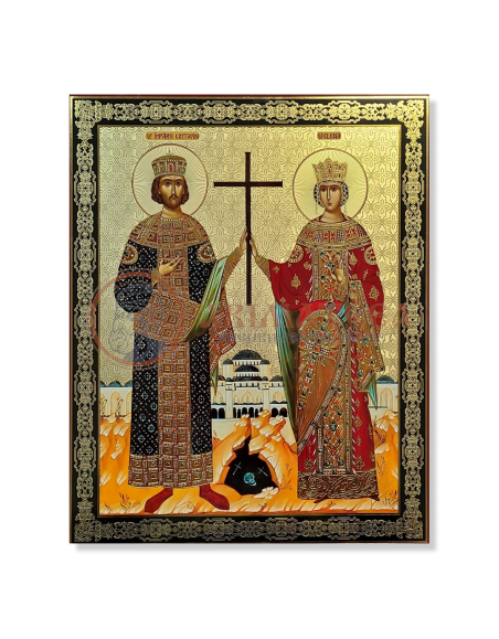 Icoană pal 30x40 - Litografie - Sf. Împărați Constantin și Elena