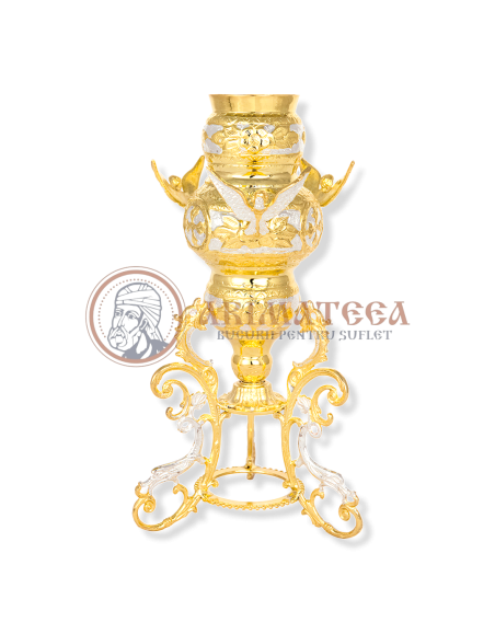 Candelă Aurită și Argintată - Model Păuni 113-06D