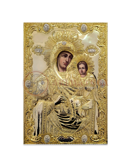 Icoană Ferecată din Argint 31x21.5 cm - Maica Domnului (din Biserica ,,Sf. Mare Mucenic Gheorghe”-Suceava)