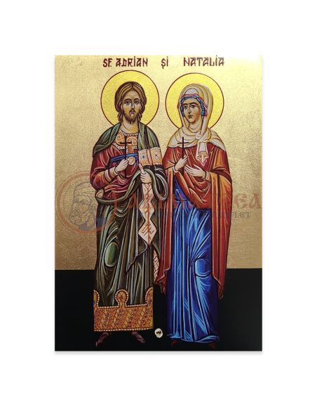 Icoană Pictată 16x12 - Sf. Adrian și Natalia