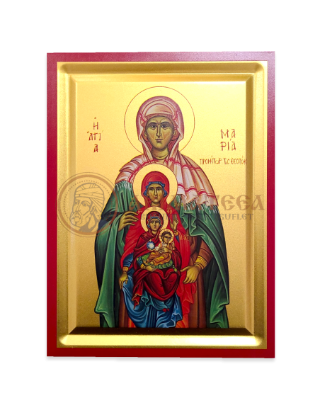 Icoană serigrafiată 907, 19x25 cm - Sf. Miriam, Sf. Ana, Maica Domnului si Iisus Hristos