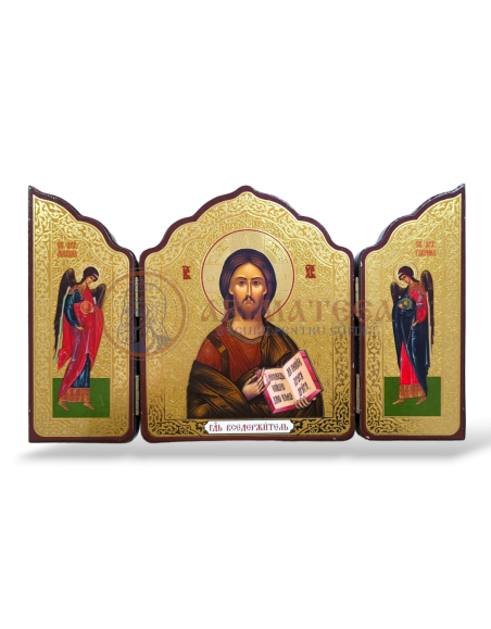 Triptic din Lemn - Iisus Hristos și Sf.Arhangheli (25395)