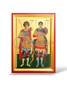 Icoană serigrafiată 907, 19x25 cm - Sf. M. Mc. Dimitrie și Sf. M. Mc. Gheorghe