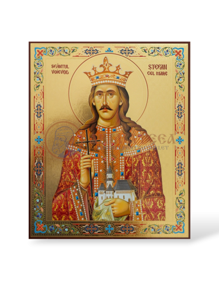Icoană pal 18X24 cm - Sf. Voievod Ștefan cel Mare și Sfânt