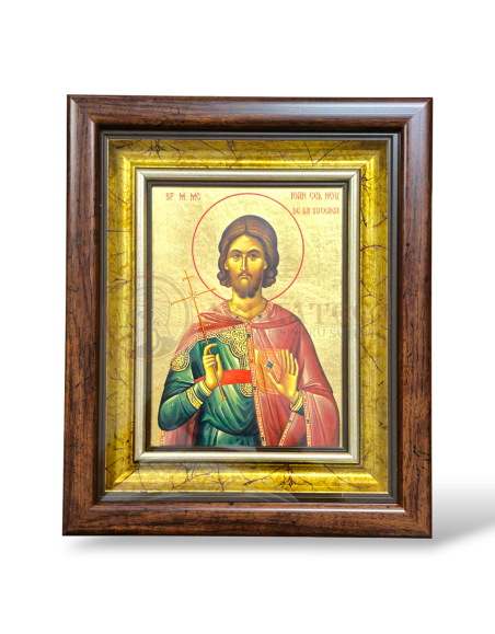 Icoană Aurită 27x33 cm - Sf. M. Mc. Ioan cel Nou de la Suceava (1001A)