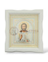 Icoană Ramă Ondulată Lemn (alb) - Iisus Hristos