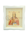 Icoană Ramă Ondulată Lemn (alb) -Sf. Voievod Ștefan cel Mare