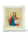 Icoană Ramă Ondulată Lemn (alb) - Iisus Hristos II