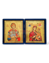 Icoană Diptic Catifea Albastră (955) - Maica Domnului și Sf. M. Mc. Gheorghe