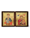 Icoană Diptic Catifea Maro (955) - Maica Domnului și Sf. M. Mc. Gheorghe