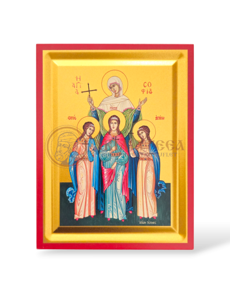 Icoană serigrafiată 906, 19x15,5 cm - Sf. Sofia și cele 3 fiice Pistis, Elpis si Agapis