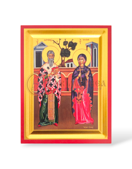 Icoană serigrafiată 906, 19x15,5 cm - Sf. Ciprian și Iustina