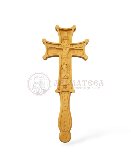 Cruce de binecuvântare cu două fețe din lemn (45027)