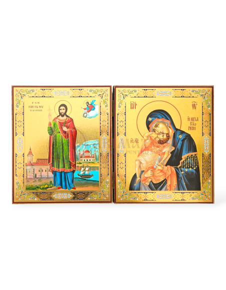 Diptic MDF 18x24 - Sf. Ioan cel Nou de la Suceava și Maica Domnului