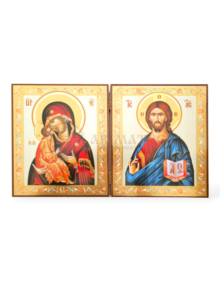 Diptic MDF 18x24 - Iisus Hristos și Maica Domnului