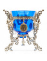 Candelă de masă SK-11NB RUM - Argintată (Pahar albastru)