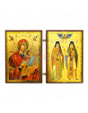 Diptic MDF  6x9 cm - Sf. Cuv. Cleopa și Paisie, Maica Domnului III