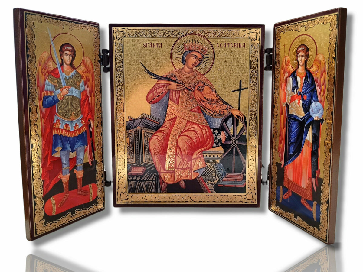 Triptic MDF 11x13 - Sf. M. Mc. Ecaterina - Sf. Arhangheli