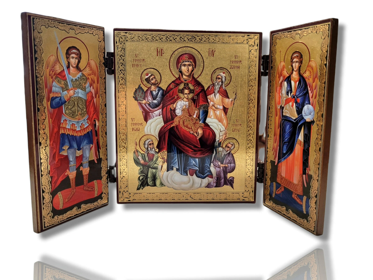 Triptic MDF 11x13 - Maica Domnului Împărăteasa - Sf. Arhangheli