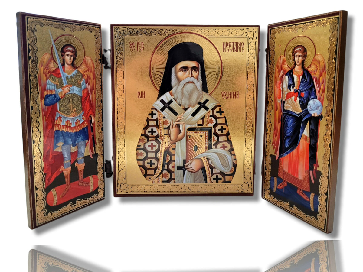 Triptic MDF 11x13 - Sf. Nectarie din Eghina - Sf. Arhangheli