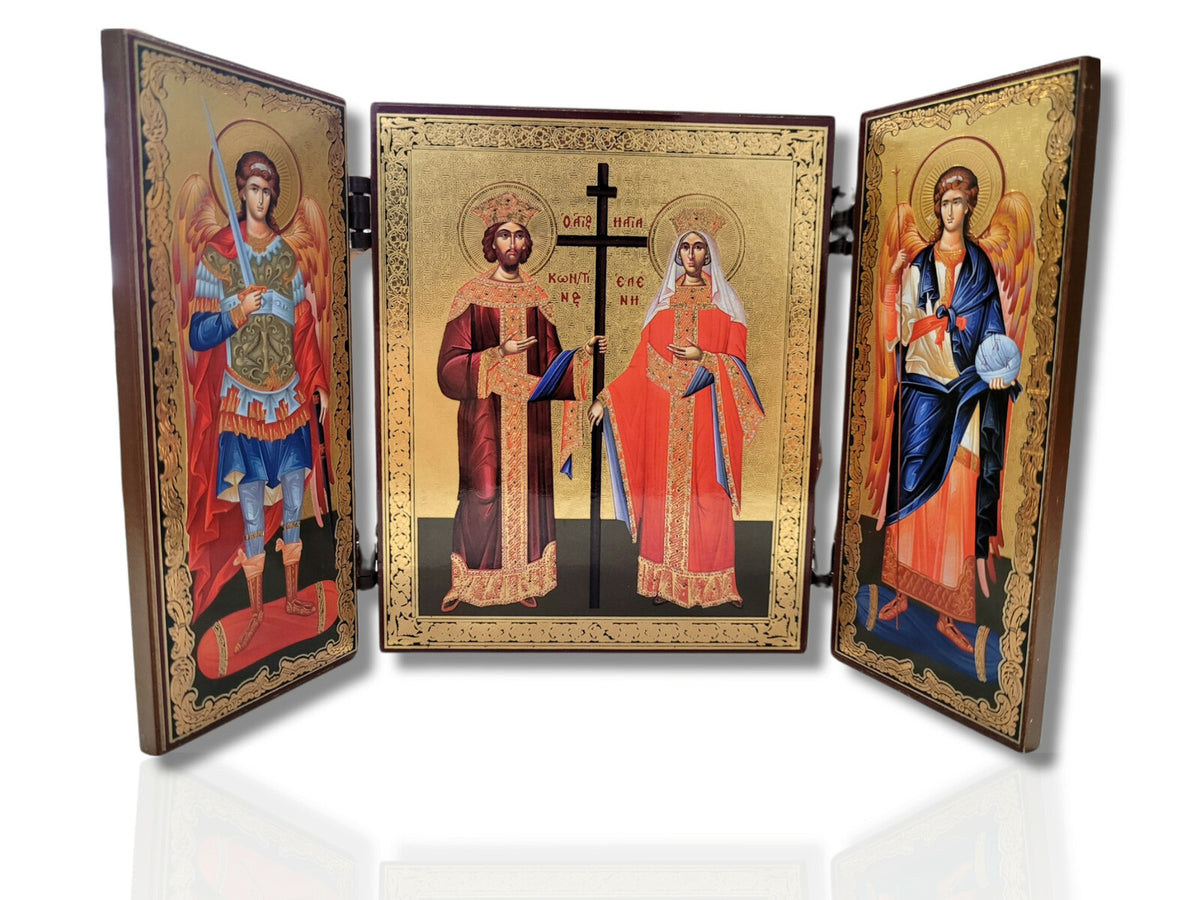 Triptic MDF 11x13 - Sf. Împărați Constantin și Elena - Sf. Arhangheli