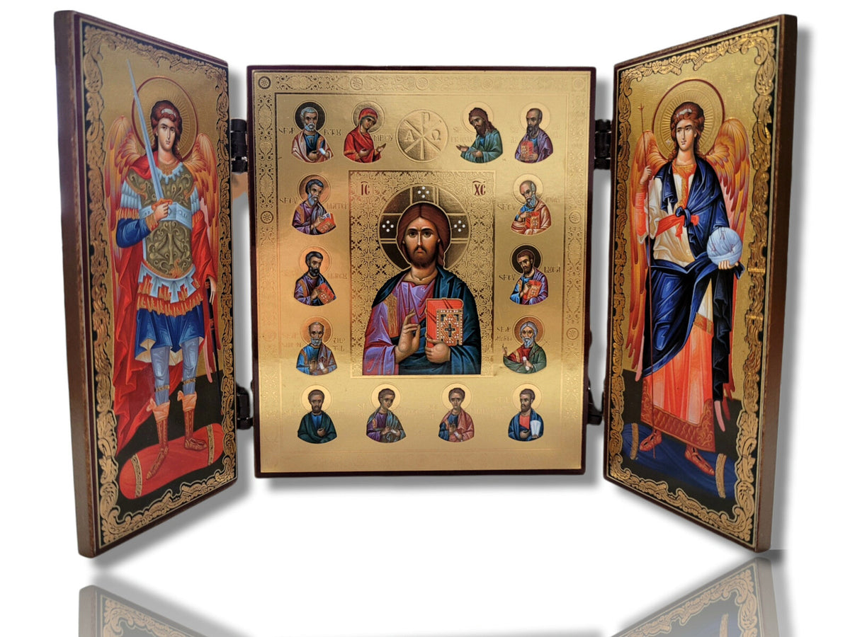Triptic MDF 11x13 - Mântuitorul Iisus Hristos - Sf. Arhangheli