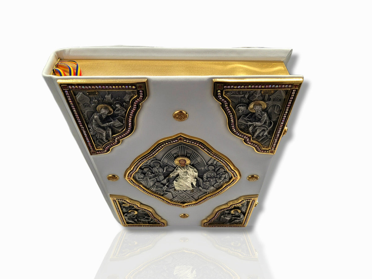 Evanghelie din piele JEV-02RUM - Alb