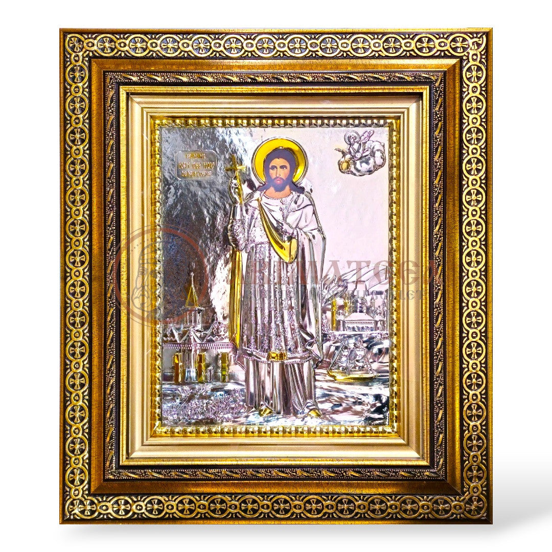 Icoană în ramă 40x50 - Sf. M. Mc. Ioan cel Nou de la Suceava (800-925)